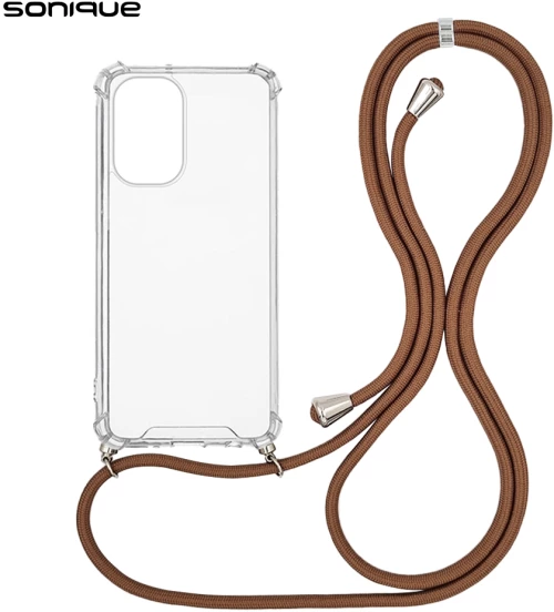 Θήκη Σιλικόνης με Κορδόνι Sonique Armor Clear Xiaomi Poco F5 5G Καφέ - Sonique - Καφέ - Poco F5 5G - Θήκες Πλάτης
