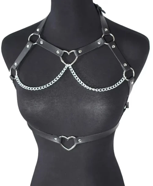 Harness Top με Καρδιές Μαύρο