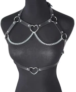 Harness Top με Καρδιές Μαύρο