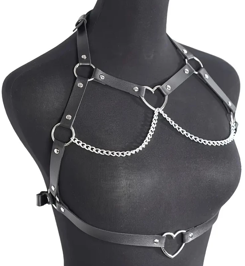 Harness Top με Καρδιές Μαύρο