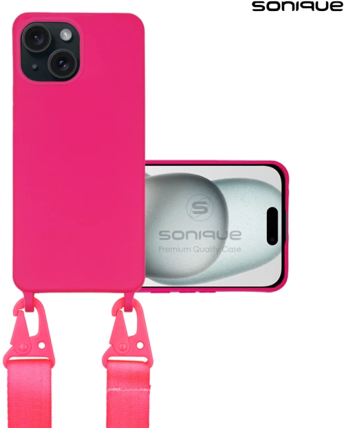 Θήκη Σιλικόνης με Strap CarryHang Sonique Apple iPhone 15 Φουξ - Sonique - Φουξ - iPhone 15 - Θήκες Πλάτης