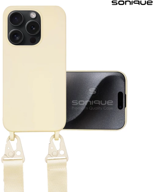 Θήκη Σιλικόνης με Strap CarryHang Sonique Apple iPhone 15 Pro Μπεζ - Sonique - Μπεζ - iPhone 15 Pro - Θήκες Πλάτης