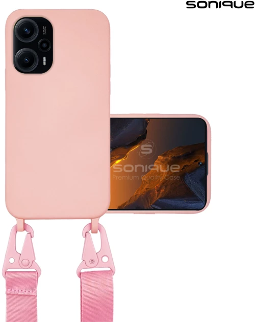 Θήκη Σιλικόνης με Strap CarryHang Sonique Xiaomi Poco F5 5G Ροζ - Sonique - Ροζ - Poco F5 5G - Θήκες Πλάτης