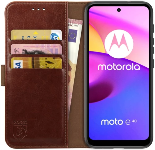 Rosso Element PU Θήκη Πορτοφόλι Motorola Moto E40 / E30 - Brown (8719246342332)
