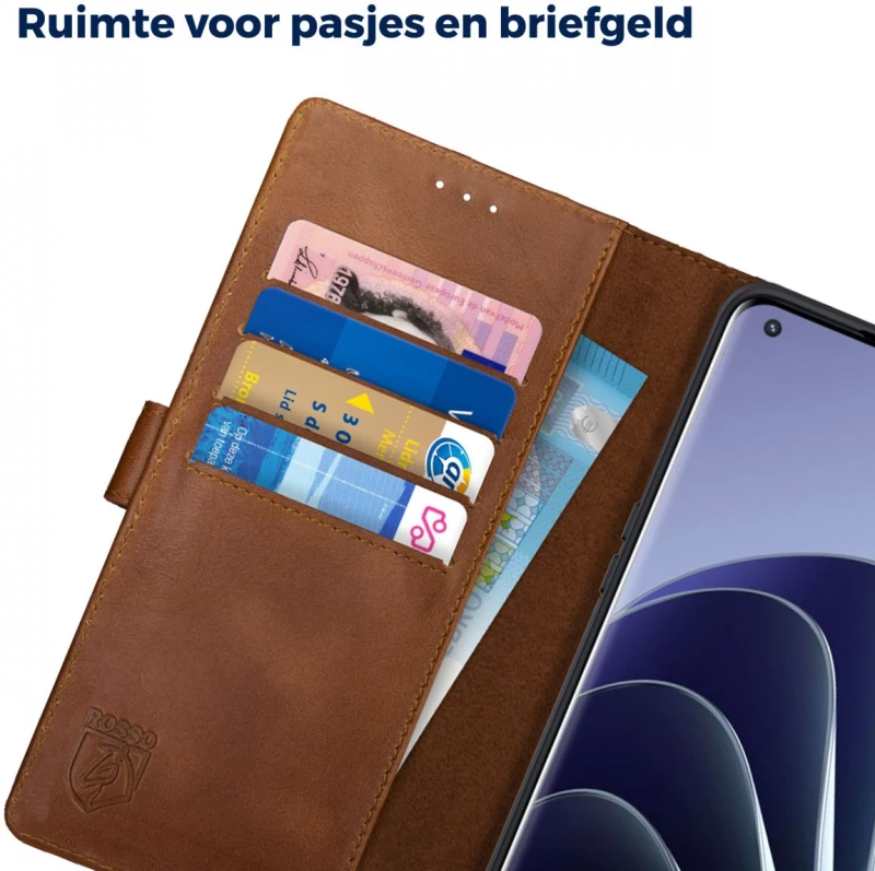 Rosso Deluxe Δερμάτινη Θήκη Πορτοφόλι OnePlus 10 Pro - Brown (8719246343636)