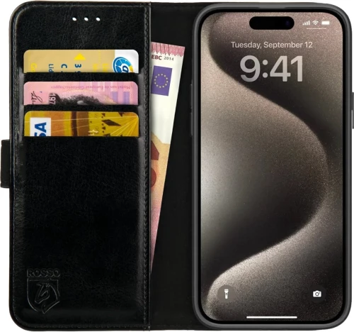 Rosso Element PU Θήκη Πορτοφόλι Apple iPhone 15 Pro Max - Black (8719246401237)