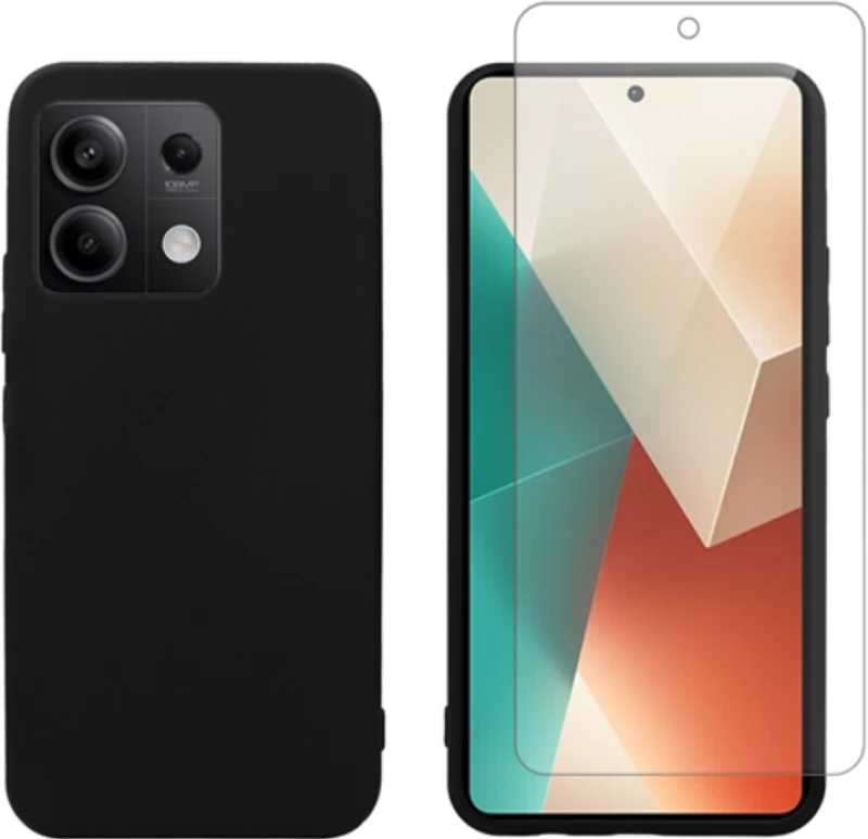 Σετ Θήκη Σιλικόνης & Tempered Glass - Xiaomi Redmi Note 13 5G - Vivid Set - Transparent / Black (VIMAT354BKGLASSTN)