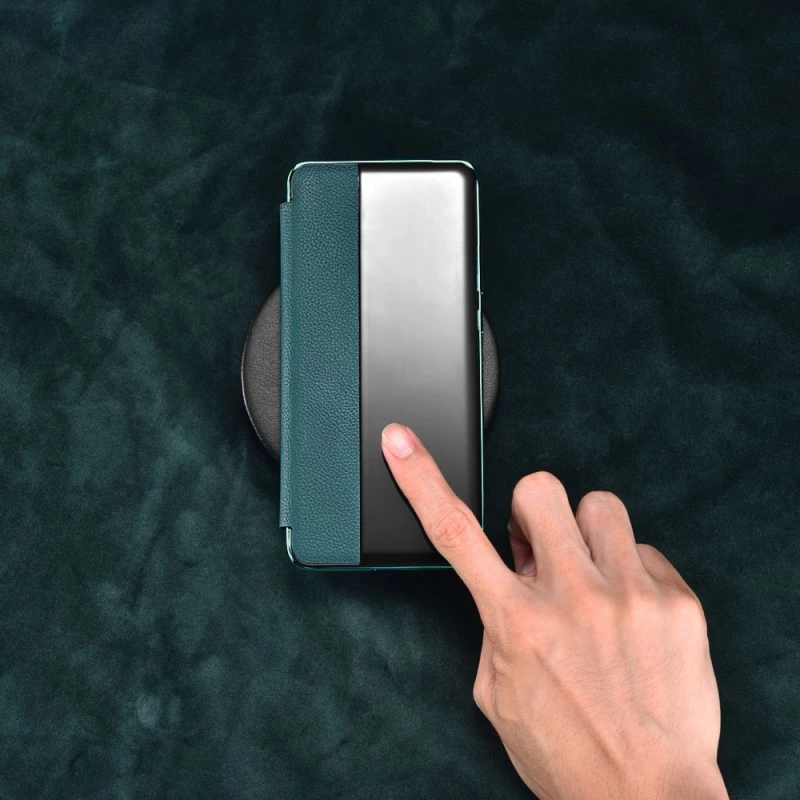 iCarer Grained Series Δερμάτινη Smart Flip Θήκη Huawei P40 - Green (XHP40003-GN)