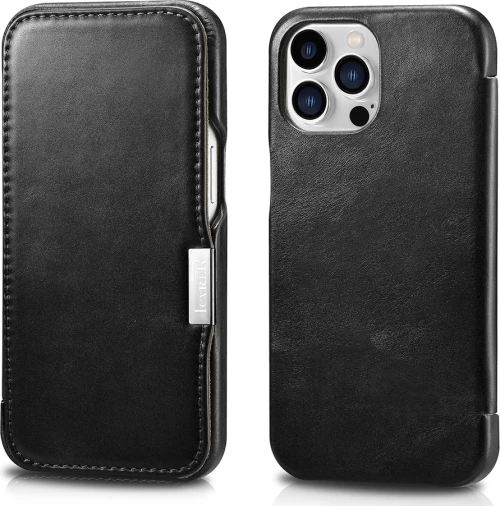 iCarer Vintage Series Side-Open Δερμάτινη Θήκη Apple iPhone 13 Pro - Black (RIX1307-BK)