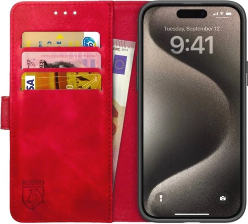 Rosso Element PU Θήκη Πορτοφόλι Apple iPhone 15 Pro - Red (8719246401374)