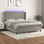 Κρεβάτι Boxspring με Στρώμα & LED Αν.Γκρι 180x200 εκ. Βελούδινο Γκρι 3139637