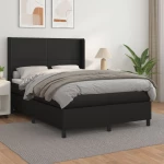 Κρεβάτι Boxspring με Στρώμα Μαύρο 140x190εκ.από Συνθετικό Δέρμα Μαύρο 3132375