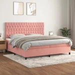 Κρεβάτι Boxspring με Στρώμα Ροζ 200x200 εκ. Βελούδινο Ροζ 3143228