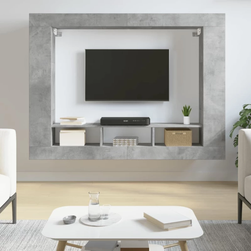 Έπιπλο Τηλεόρασης Γκρι Σκυροδέματος 152x22x113 εκ. Επεξ. Ξύλο 833725