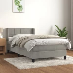Κρεβάτι Boxspring με Στρώμα Ανοιχτό Γκρι 80x200 εκ. Βελούδινο 3130925