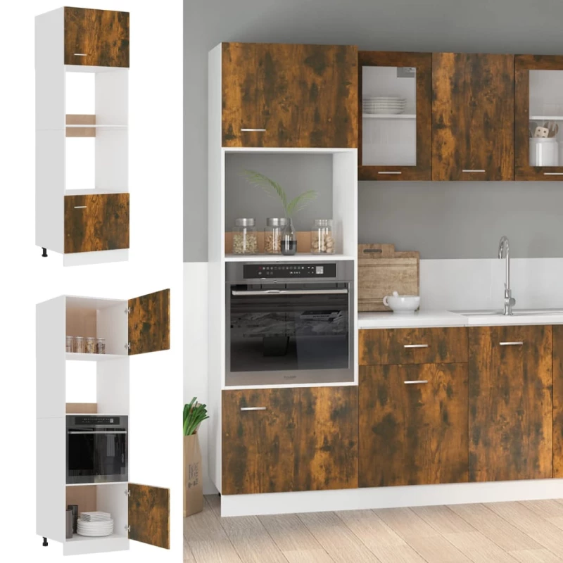 Ντουλάπι Φ. Μικροκιμάτων Καπνιστή Δρυς 60x57x207εκ. Επεξ. Ξύλο 815603