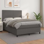 Κρεβάτι Boxspring με Στρώμα Γκρι 140x200εκ. από Συνθετικό Δέρμα Γκρι 3142729