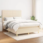 Κρεβάτι Boxspring με Στρώμα Κρεμ 140x190 εκ. Υφασμάτινο Κρεμ 3142414