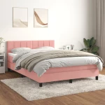 Κρεβάτι Boxspring με Στρώμα Ροζ 140x200 εκ. Βελούδινο Ροζ 3141310