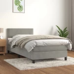 Κρεβάτι Boxspring με Στρώμα Ανοιχτό Γκρι 90x200 εκ. Βελούδινο Γκρι 3141221