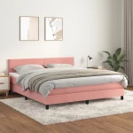 Κρεβάτι Boxspring με Στρώμα Ροζ 160x200 εκ. Βελούδινο Ροζ 3141196