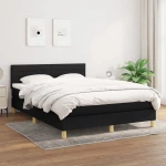 Κρεβάτι Boxspring με Στρώμα Μαύρο 140x190 εκ. Υφασμάτινο Μαύρο 3140691