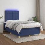 Κρεβάτι Boxspring με Στρώμα & LED Μπλε 120x200 εκ. Υφασμάτινο Μπλε 3135427