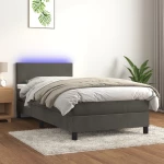 Κρεβάτι Boxspring με Στρώμα & LED Σκ. Γκρι 90x190 εκ. Βελούδινο Γκρι 3134256