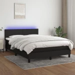 Κρεβάτι Boxspring με Στρώμα & LED Μαύρο 140x200 εκ. Υφασμάτινο Μαύρο 3132999