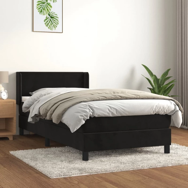 Κρεβάτι Boxspring με Στρώμα Μαύρο 80 x 200 εκ. Βελούδινο Μαύρο 3130807
