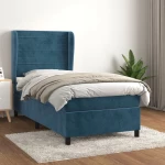 Κρεβάτι Boxspring με Στρώμα Σκούρο Μπλε 90x200 εκ. Βελούδινο Μπλε 3129253