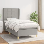 Κρεβάτι Boxspring με Στρώμα Ανοιχτό Γκρι 100x200 εκ. Υφασμάτινο Γκρι 3128501