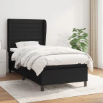 Κρεβάτι Boxspring με Στρώμα Μαύρο 90x190 εκ.Υφασμάτινο Μαύρο 3128007