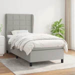 Κρεβάτι Boxspring με Στρώμα Ανοιχτό Γκρι 100x200 εκ. Υφασμάτινο Γκρι 3127941