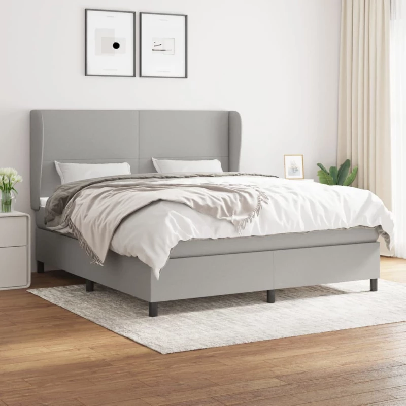 Κρεβάτι Boxspring με Στρώμα Ανοιχτό Γκρι 180x200 εκ. Υφασμάτινο Γκρι 3127821