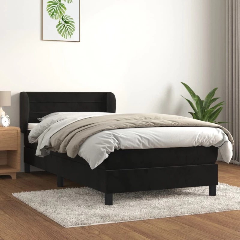 Κρεβάτι Boxspring με Στρώμα Μαύρο 80 x 200 εκ. Βελούδινο Μαύρο 3127519