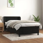 Κρεβάτι Boxspring με Στρώμα Μαύρο 80 x 200 εκ. Βελούδινο Μαύρο 3127519
