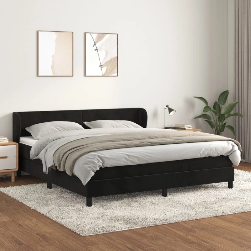 Κρεβάτι Boxspring με Στρώμα Μαύρο 180x200 εκ. Βελούδινο Μαύρο 3127387