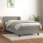 Κρεβάτι Boxspring με Στρώμα Ανοιχτό Γκρι 90x190 εκ. Βελούδινο Γκρι 3127343