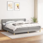 Κρεβάτι Boxspring με Στρώμα Ανοιχτό Γκρι 200x200 εκ. Υφασμάτινο Γκρι 3126829