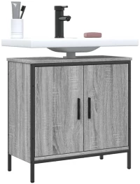Ντουλάπι Νιπτήρα Μπάνιου Γκρι Sonoma 60x30x60 εκ. Επεξ. Ξύλο Γκρι 842449