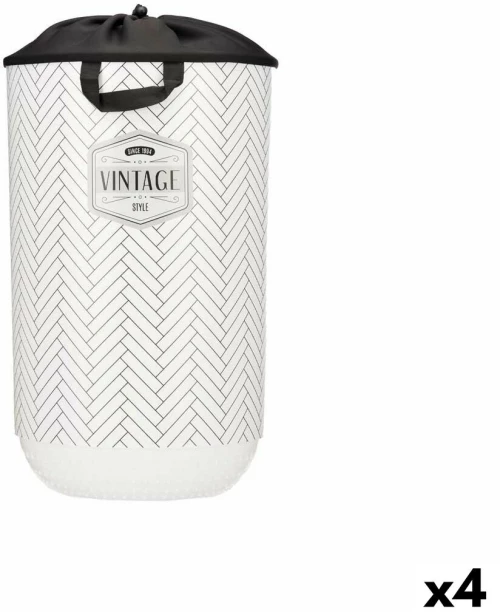Καλάθι για τα Ρούχα Vintage Λευκό Πλαστική ύλη 40 L 34 x 52,5 x 34 cm (4 Μονάδες) S3626671