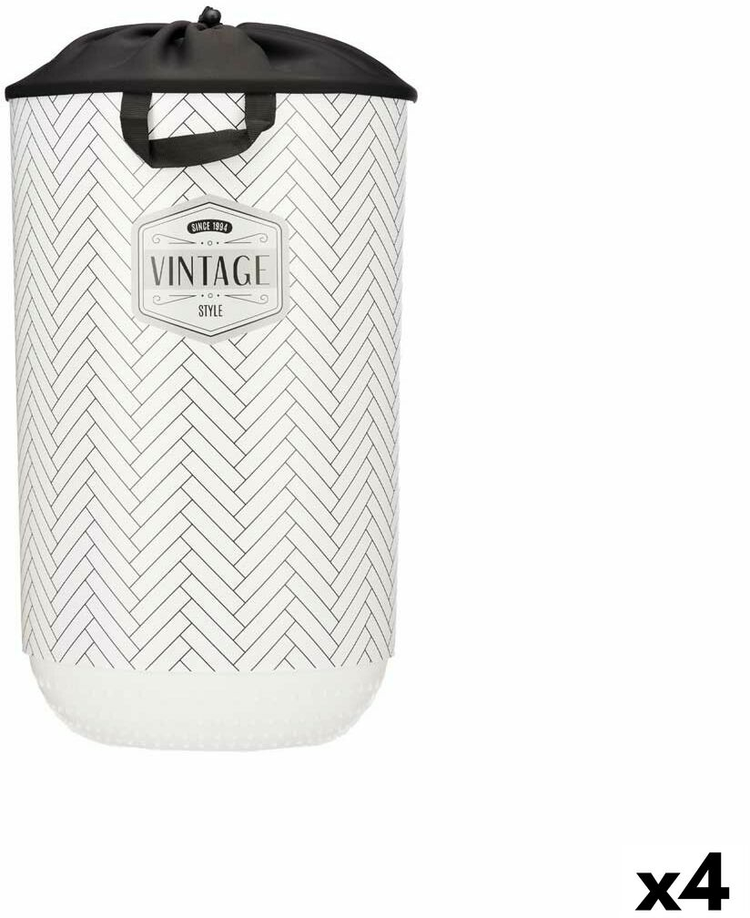 Καλάθι για τα Ρούχα Vintage Λευκό Πλαστική ύλη 40 L 34 x 52,5 x 34 cm (4 Μονάδες) S3626671