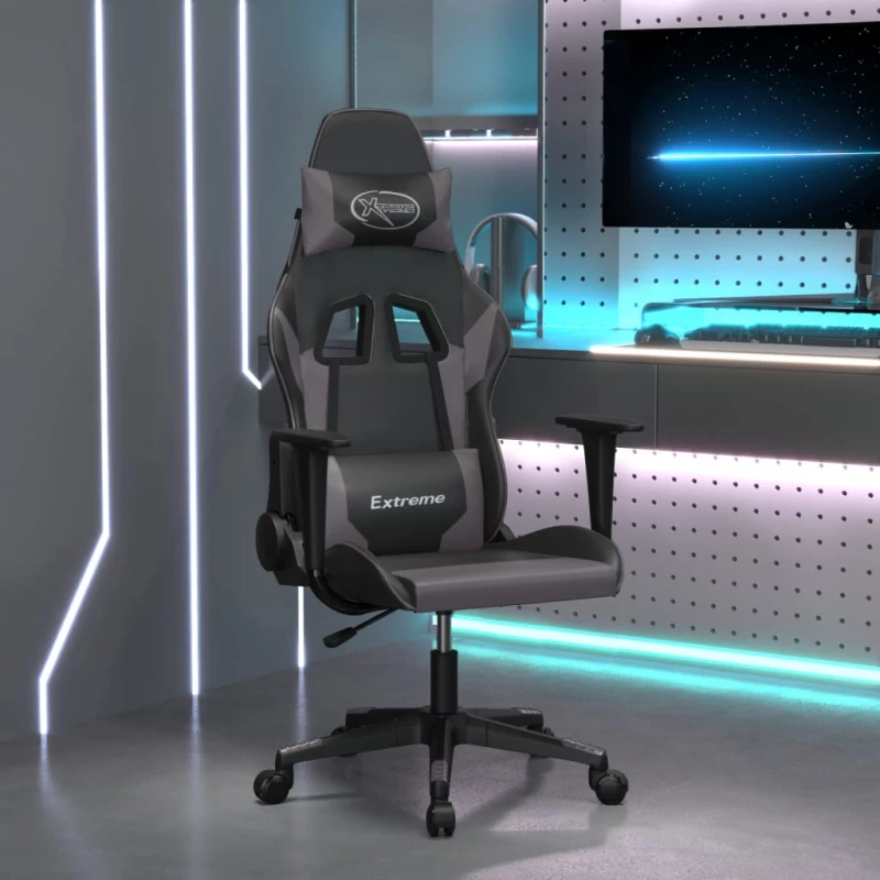 Καρέκλα Gaming Μαύρο/Γκρι από Συνθετικό Δέρμα Μαύρο 3143691