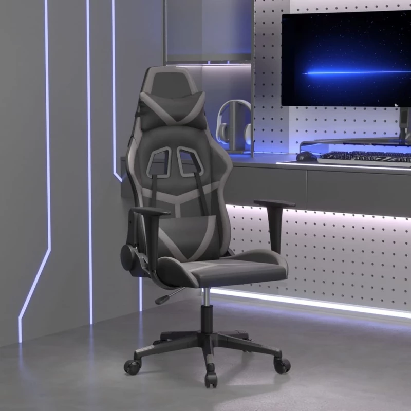 Καρέκλα Gaming Μαύρο/Γκρι από Συνθετικό Δέρμα Μαύρο 3143669