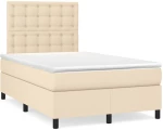 Κρεβάτι Boxspring με Στρώμα & LED Κρεμ 120x190 εκ. Υφασμάτινο Κρεμ 3270230
