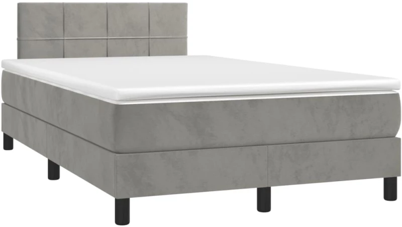 Κρεβάτι Boxspring με Στρώμα & LED Αν.Γκρι 120x190εκ. Βελούδινο Γκρι 3270153
