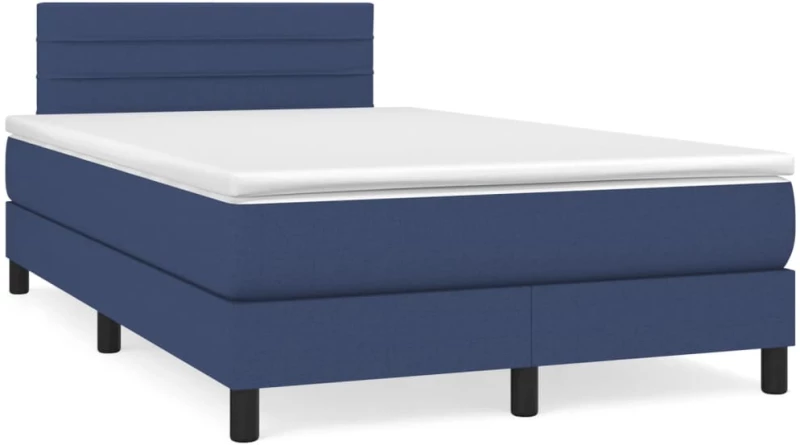 Κρεβάτι Boxspring με Στρώμα & LED Μπλε 120x190εκ. Υφασμάτινο Μπλε 3270052