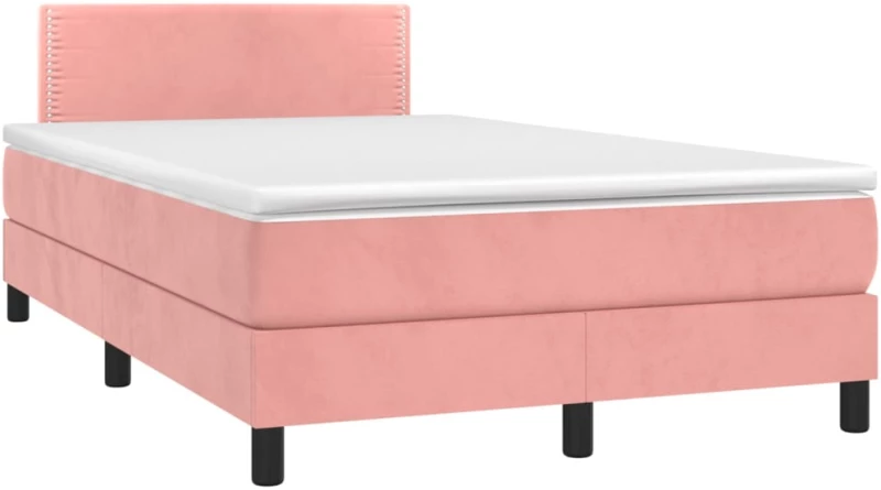 Κρεβάτι Boxspring με Στρώμα & LED Ροζ 120x190 εκ. Βελούδινο Ροζ 3270152