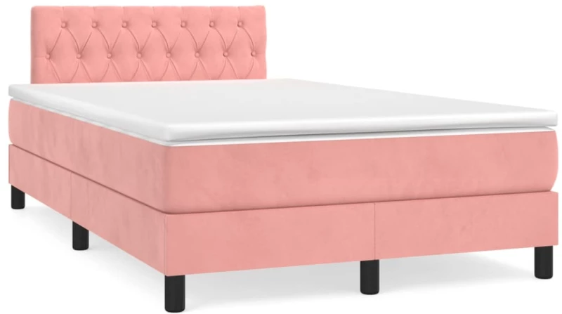 Κρεβάτι Boxspring με Στρώμα & LED Ροζ 120x190 εκ. Βελούδινο Ροζ 3270176